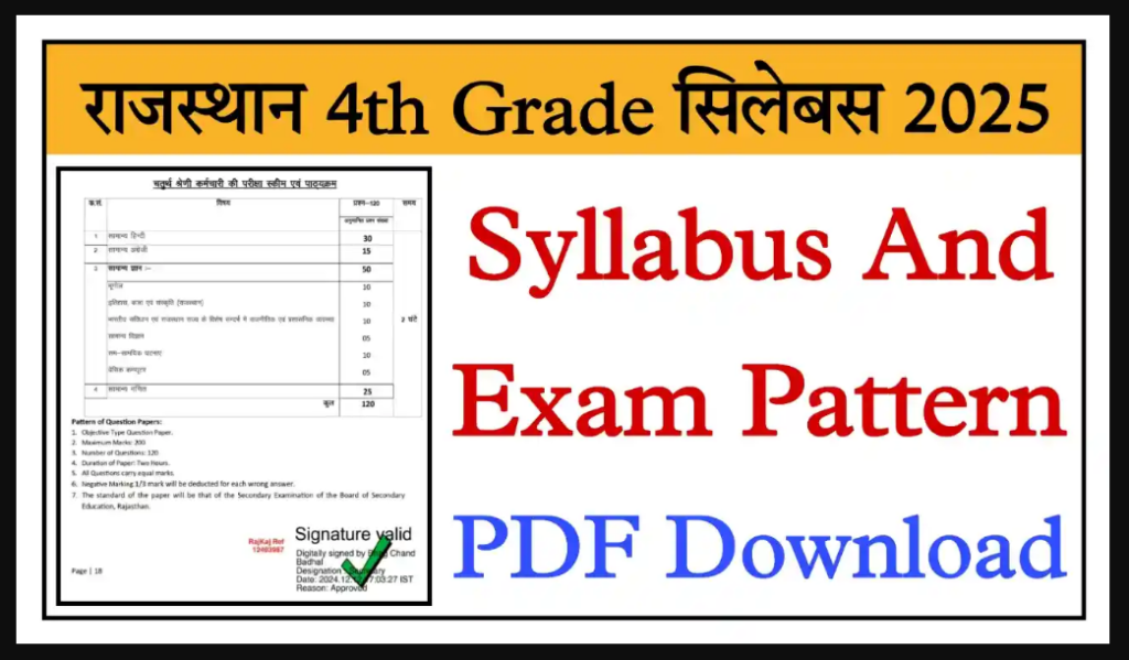 RSMSSB 4th Grade Syllabus 2025 Revised: Check Rajasthan Grade D Exam Pattern, Syllabus PDF